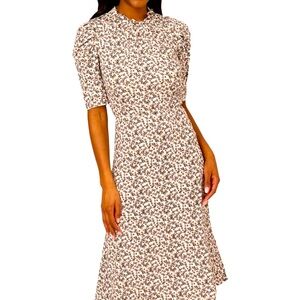 Adrianna Papell Women's Ruffle Neck Short Sleeve Dress